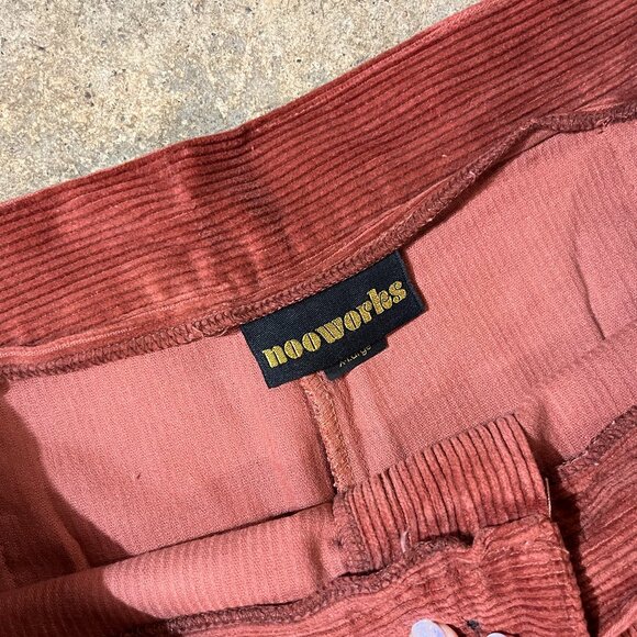 RARE Nooworks High-waisted Wide-leg Cropped Terracotta-colored Corduroy Pants - Picture 3 of 5